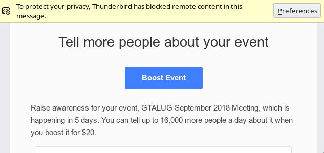 Facebook asking for $20 to show my event to 15000 people via email