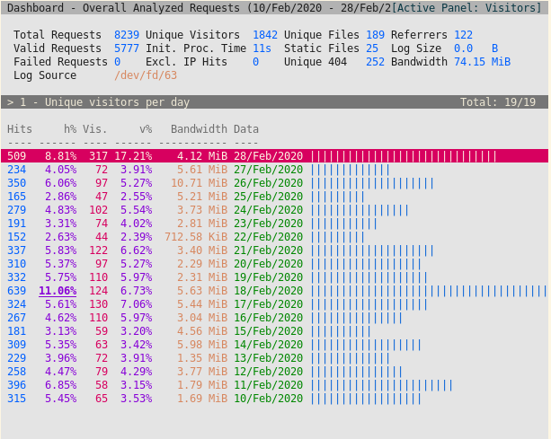 Sample goAccess TUI view