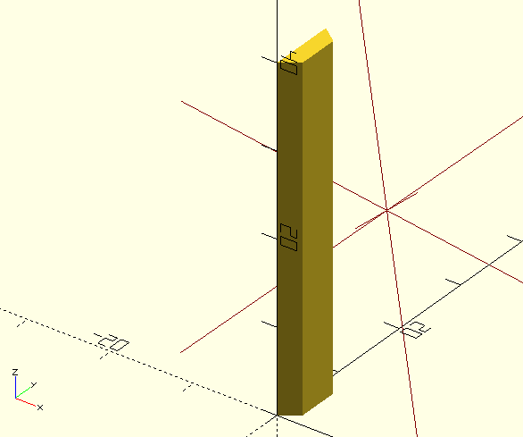extruded 40mm trapezoid in z-dimension